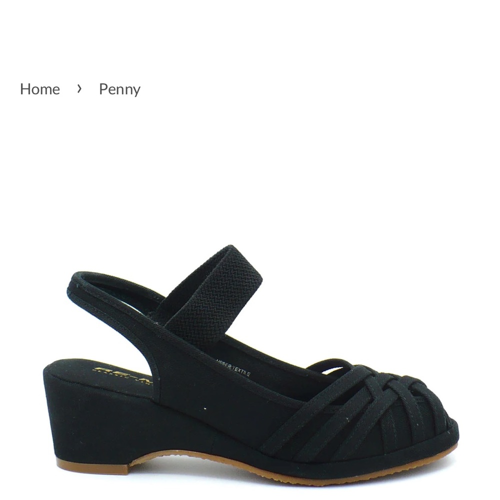 Re- mix vintage shoes Penny canvas peep toe wedges